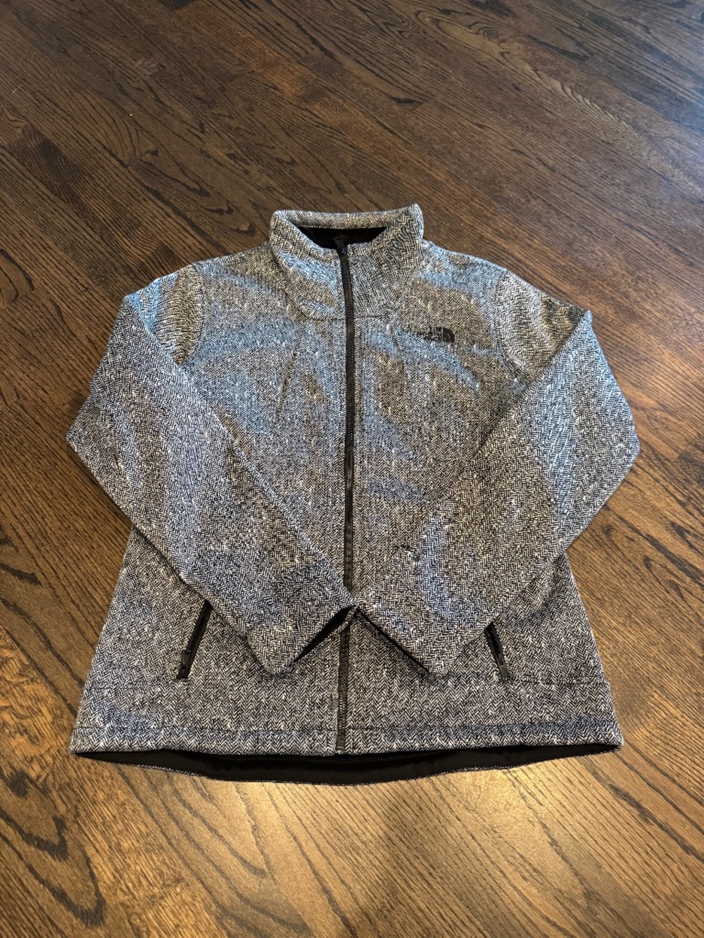 North Face Women’s Apex Chromium Jacket – Black Herringbone (Fleece‑Lined)